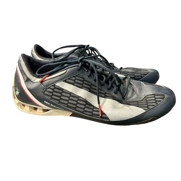 Puma Power Race BMW Motorsports Men's 10.5 Cat Navy Blue Silver Shoes 304420 02 - Picture 4 of 8